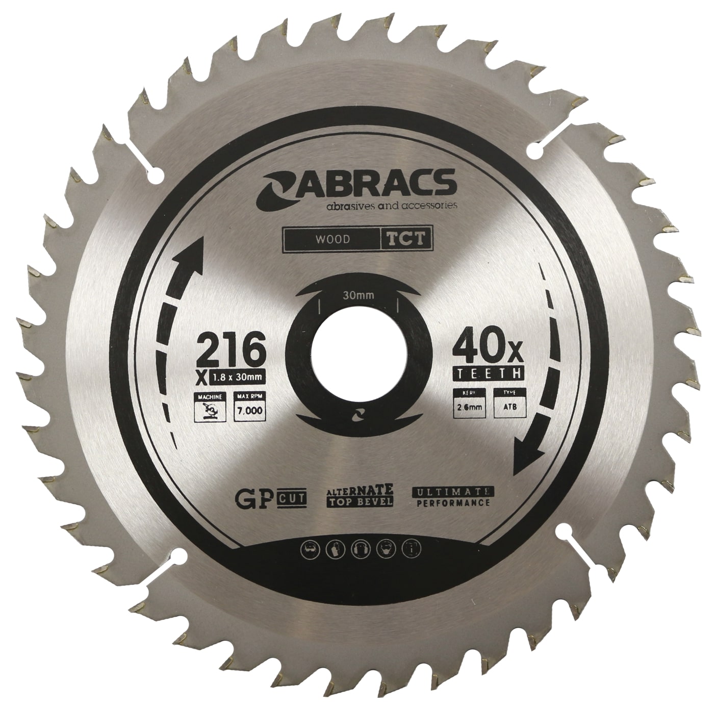 Abracs  TCT BLADE 216mm x 30mm x 40T - Wood 